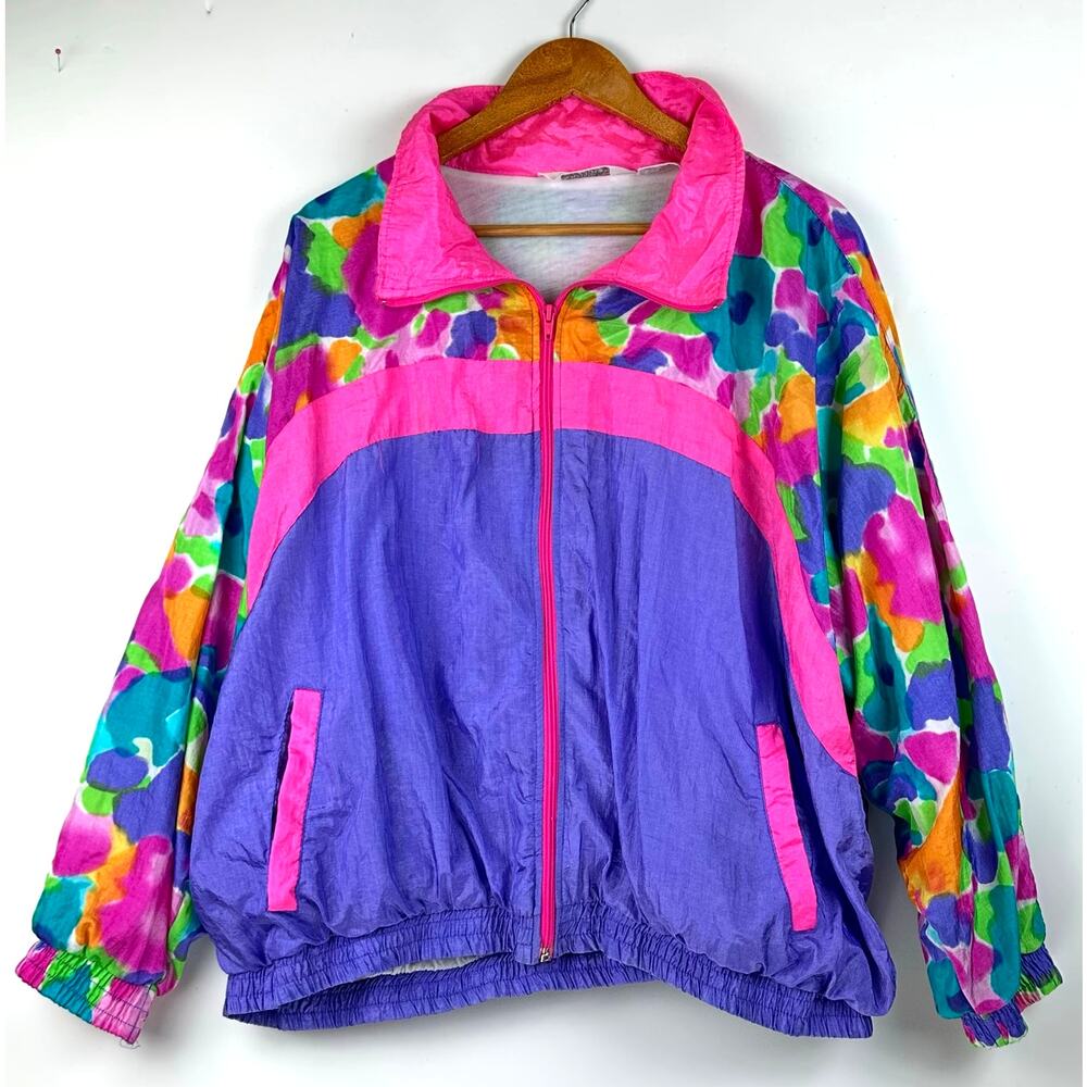 80s Tracksuit Jacket, Beverly Goldberg style, blindingly bright colors